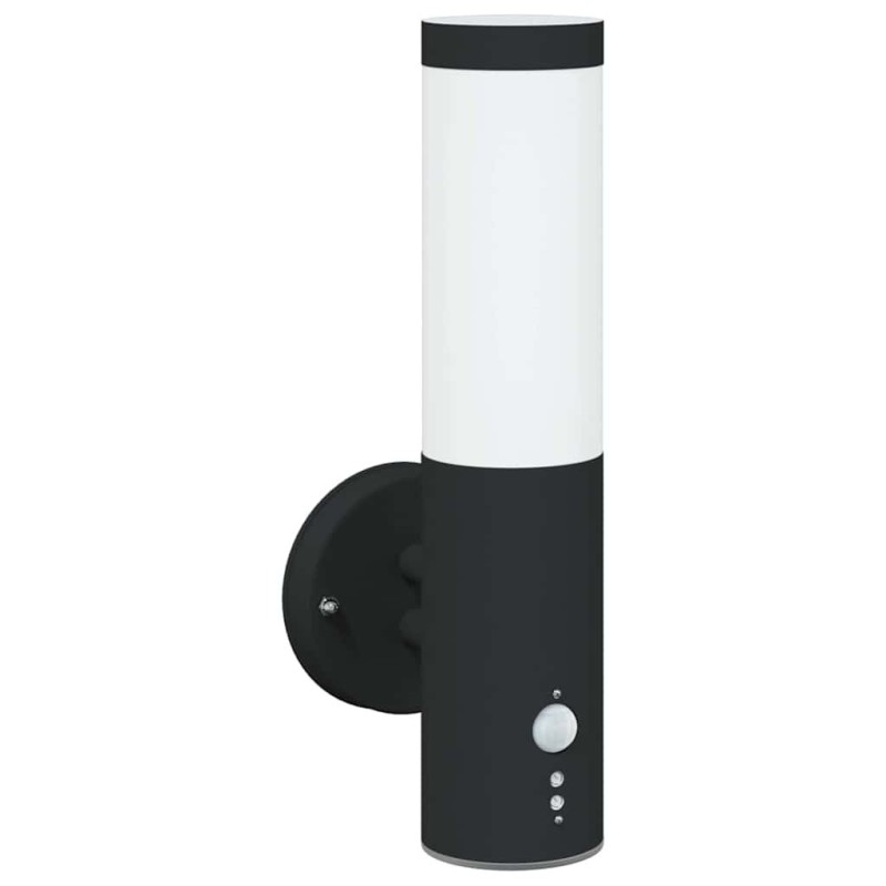 Applique murale extérieure avec capteur 2 pcs Noir Acier inoxydable IP44 