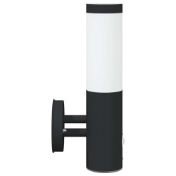 Applique murale extérieure avec capteur 2 pcs Noir Acier inoxydable IP44 