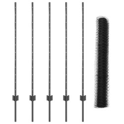 Poteaux de clôture 10 pcs U-Channel Gris 120 cm Acier 