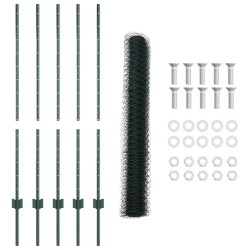 Poteaux de clôture 5 pcs U-Channel Vert 120 cm Acier 