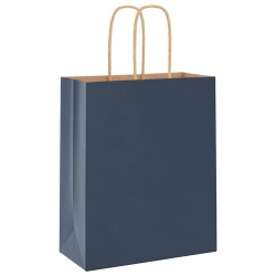 Sacs en papier 50 pcs avec poignées bleu 18x8x22 cm 
