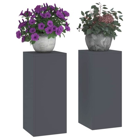 Supports de Plantes Extérieurs Pilier 2 pcs Anthracite 24x24x55 cm Acier 