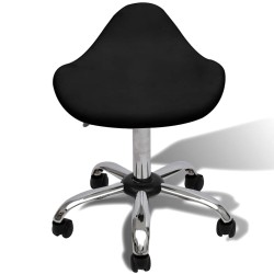 Tabouret de salon avec coussin avec roue Noir 50 x 50 x cm Fer chromé 