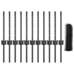 Poteaux de clôture 11 pcs U-Channel gris 40 cm acier 