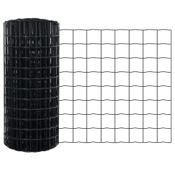 Clôture Euro avec 13 poteaux pointus 0,8 x 25 m en acier galvanisé gris 