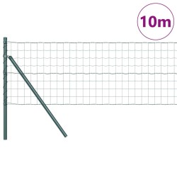 Clôture Euro avec 7 poteaux de 0,6 x 10 m en acier galvanisé vert 