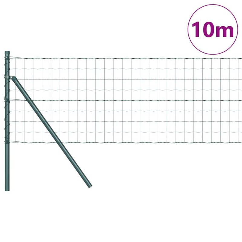 Clôture Euro avec 7 poteaux de 0,6 x 10 m en acier galvanisé vert 