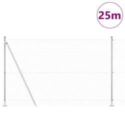 Clôture en Fil Soudé avec 13 Poteaux Flangés 1.5x25 m Acier Galvanisé 