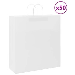 Sacs en papier 50 pcs avec poignées blanc 45x17x48 cm 