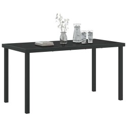 Table de jardin noire 140x80x73 cm en verre trempé 