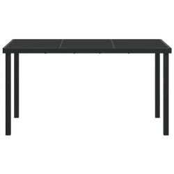 Table de jardin noire 140x80x73 cm en verre trempé 