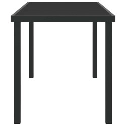 Table de jardin noire 140x80x73 cm en verre trempé 
