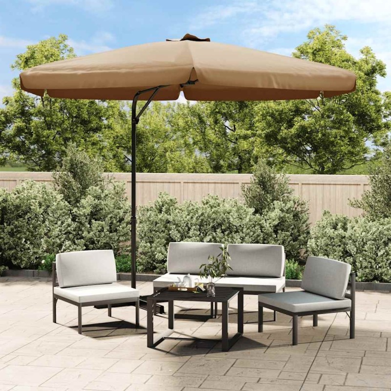 Parasol de jardin avec mât en acier 300 cm Taupe 