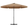 Parasol de jardin avec mât en acier 300 cm Taupe 