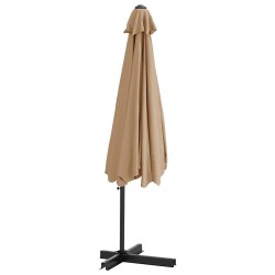 Parasol de jardin avec mât en acier 300 cm Taupe 