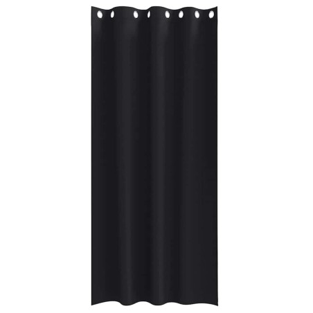 Rideaux avec des rideaux 2 pcs Noir 245 x 140 cm Polyester 