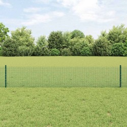 Clôture en fil soudé avec 22 poteaux en U Vert 0.4x50 m Acier 