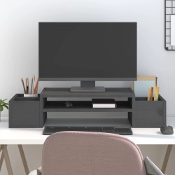 Support de moniteur Gris 70x27,5x15 cm Bois de pin solide 