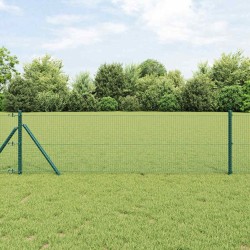 Set de poteaux de clôture vert revêtu de PVC Lot de 2 25 x 0.5 m 