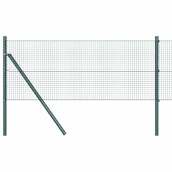 Set de poteaux de clôture vert revêtu de PVC Lot de 2 25 x 0.5 m 