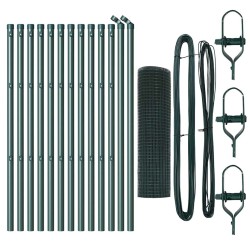 Set de poteaux de clôture vert revêtu de PVC Lot de 2 25 x 0.5 m 