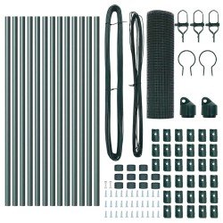 Set de poteaux de clôture vert revêtu de PVC Lot de 2 25 x 0.5 m 