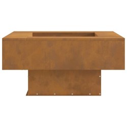 Brasero carré 80x80x40 cm en acier résistant aux intempéries 