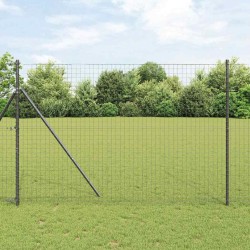 Clôture Euro avec 7 poteaux 1,5 x 10 m en acier galvanisé gris 