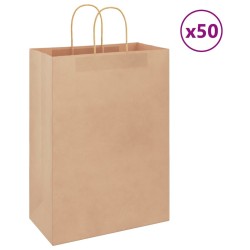 Sacs en papier 50 pcs avec poignées marron 32x17x44 cm 