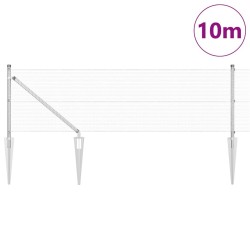 Clôture en fil soudé avec 7 poteaux à piquet 0.4x10 m Acier galvanisé 