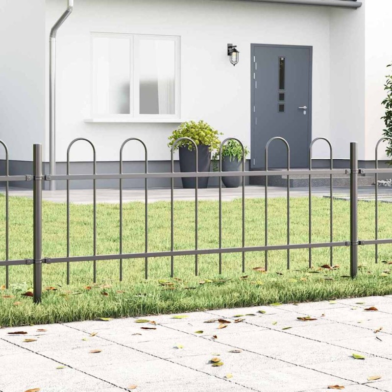 Clôture de jardin en gris, 3,4 x 0,6 m, en acier 