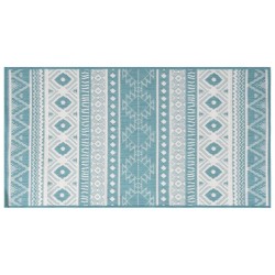 Tapis d'extérieur aqua et blanc 80x150 cm design réversible 
