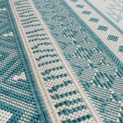 Tapis d'extérieur aqua et blanc 80x150 cm design réversible 