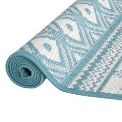 Tapis d'extérieur aqua et blanc 80x150 cm design réversible 