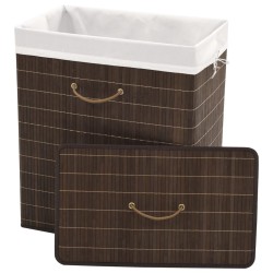 Panier à linge rectangulaire Bambou Marron foncé 