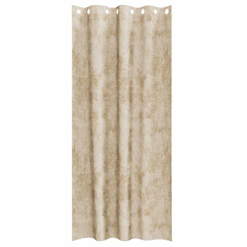 Ensemble de rideaux en velours crème avec œillets, 260 x 140 cm 