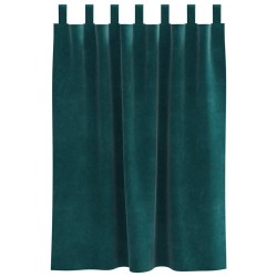 Rideaux occultants avec boucles de suspension 2 pcs Vert foncé Velours 