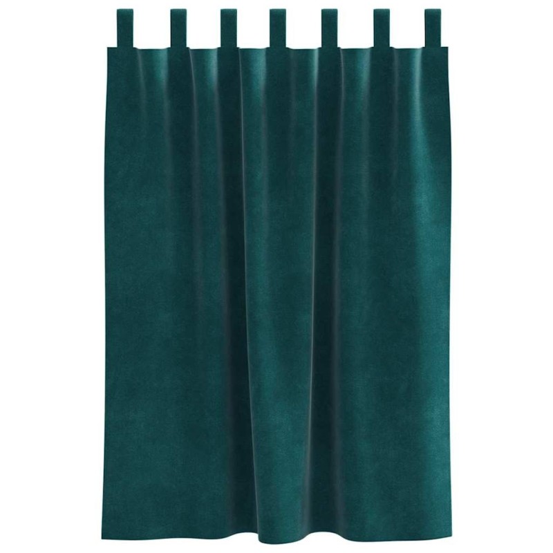 Rideaux occultants avec boucles de suspension 2 pcs Vert foncé Velours 