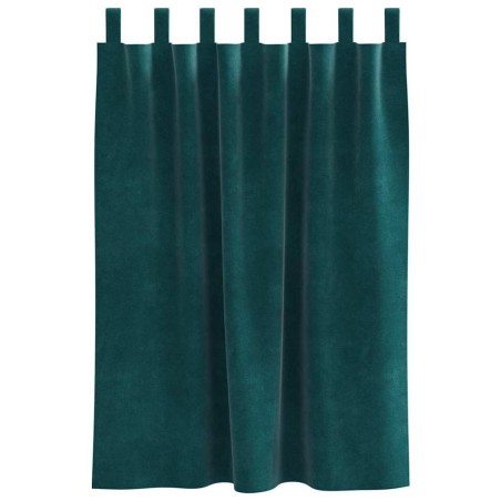 Rideaux occultants avec boucles de suspension 2 pcs Vert foncé Velours 