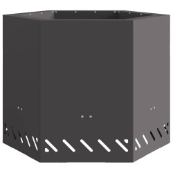 Foyer sans fumée hexagonal noir 58x58x51 cm en acier 