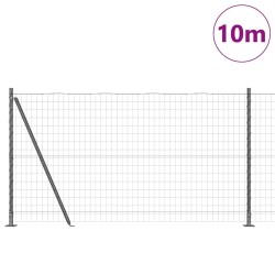 Clôture Euro avec 7 poteaux à ailettes 1,2 x 10 m en acier galvanisé 