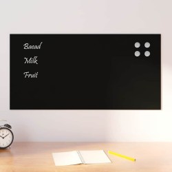 Tableau noir magnétique mural Noir 80x40 cm Verre trempé 