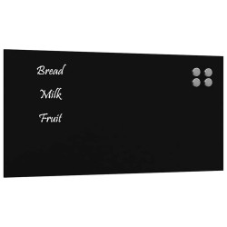 Tableau noir magnétique mural Noir 80x40 cm Verre trempé 