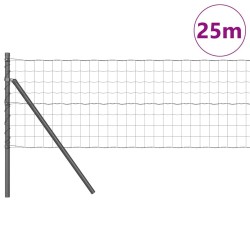 Clôture Euro avec 13 poteaux, 0,6 x 25 m, en acier galvanisé gris 