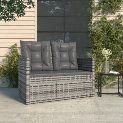 Banc de jardin avec coussins Gris 105 cm Résine tressée 