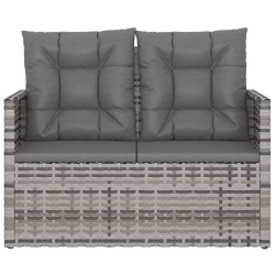 Banc de jardin avec coussins Gris 105 cm Résine tressée 