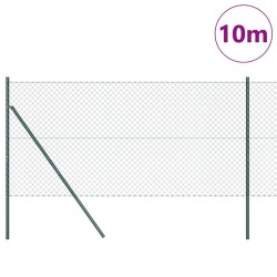 Jeu de Poteaux de Clôture Vert 1.2 x 10 m Acier galvanisé 