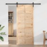 Porte de grange Marron 80 x 210 cm Bois massif en pin 