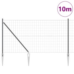 Clôture Euro avec 7 poteaux en pointe 1 x 10 m en acier galvanisé gris 