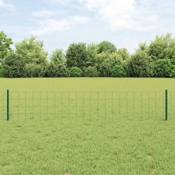 Clôture Euro avec 22 poteaux verts 0,4x50 m en acier 